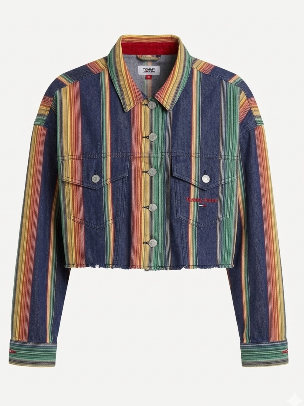 Tommy Hilfiger Cropped Striped Denim Jacket - Blue Multi